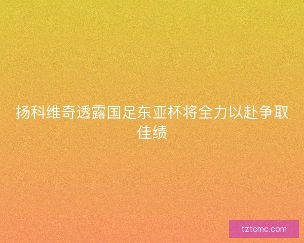 扬科维奇透露国足东亚杯将全力以赴争取佳绩